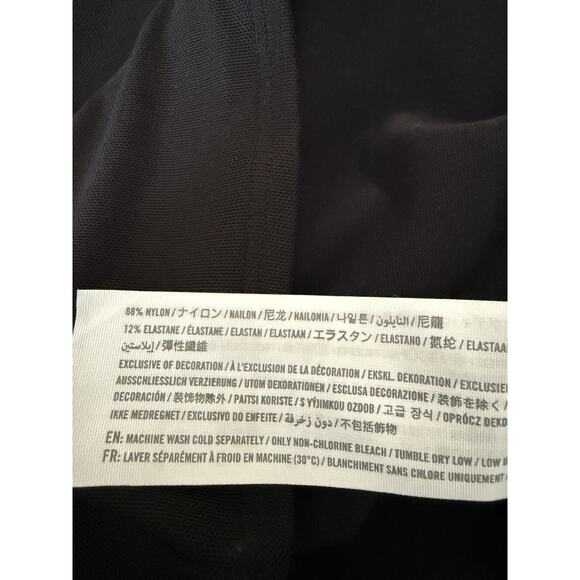 Abercrombie & Fitch Black Asymmetrical Mesh Tops Shirt Size Small - Picture 3 of 3